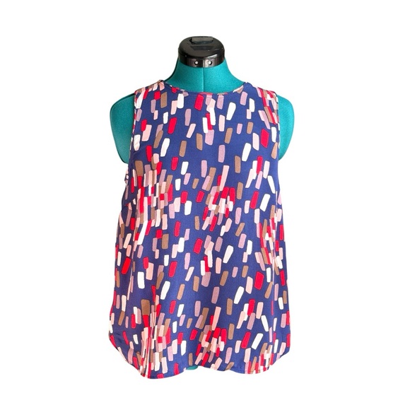 NWOT Boden Size 6 Geometric Blouse Red Coral White and Navy - Picture 5 of 11